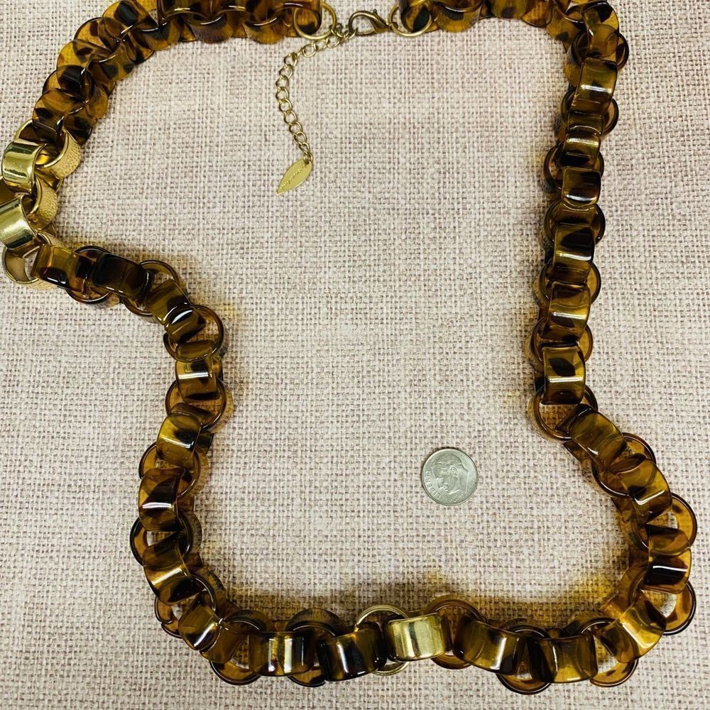 Coldwater Creek Acrylic Gold‎ and Tortoise Shell Link Necklace